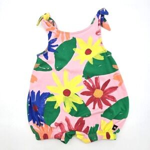 Tea Collection Romper Floral Bubble One Piece Girls 3-6 Months Pink Multi